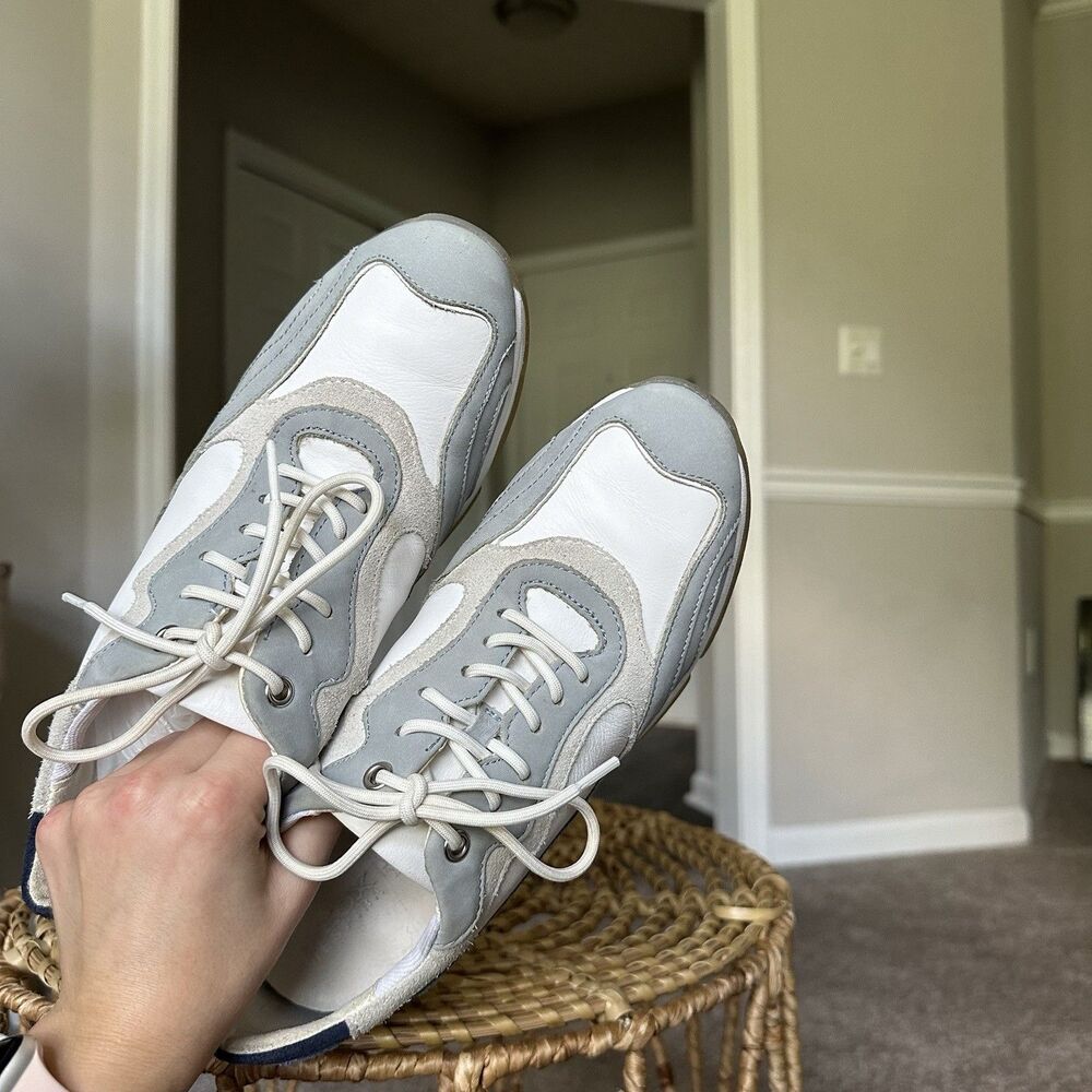 GEOX Kirya Sneaker Sage Leather Women’s US 10 $160 Chunky Trainer Shoes White - Picture 8 of 11